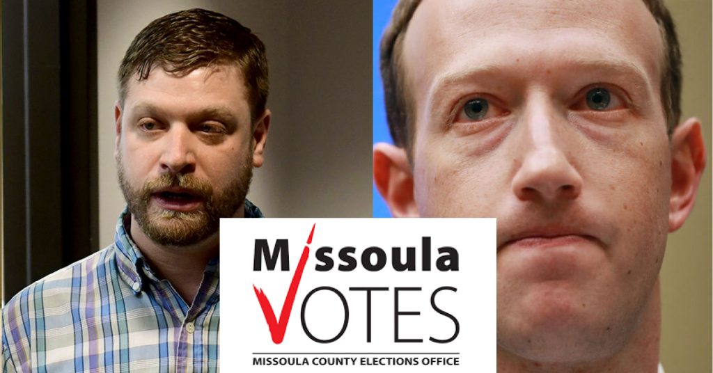 Bradley Seaman, Missoula County Elections administrator (left), Mark Zuckerberg, Center for Tech & Civic Life (right)